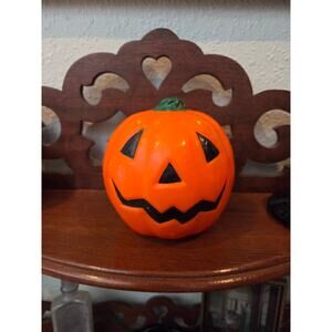 Vintage 70s-80s Wax Jack-O-Lantern Pumpkin Candle 4.5" Halloween Gurley